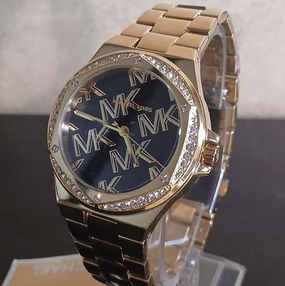 Michael Kors Gold Watch with Black and Crystal Accents - Picture 2 of 8